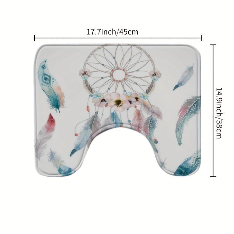 Feather Bathroom Non-slip Mat Toilet Cover Toilet Rug Set