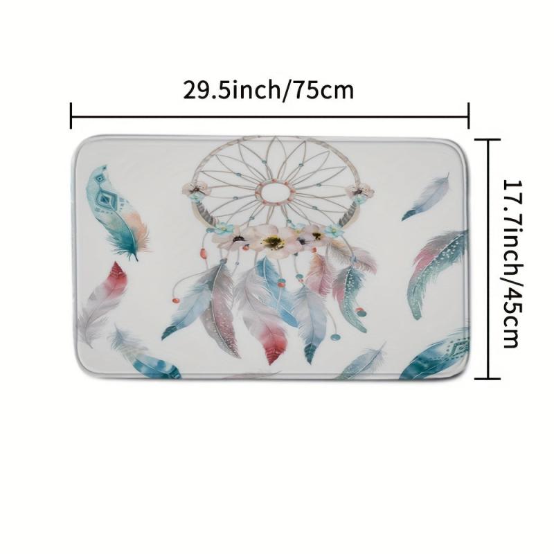 Feather Bathroom Non-slip Mat Toilet Cover Toilet Rug Set