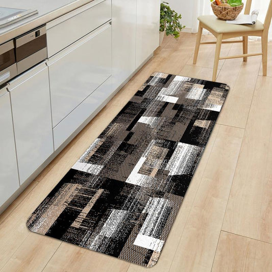 Vintage Checker Print Floor Mat Anti-fouling Machine Washable Carpet