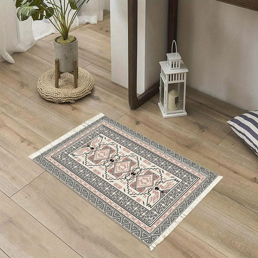 Vintage Geometric Tassel Colorful Carpet for Porch Kitchen