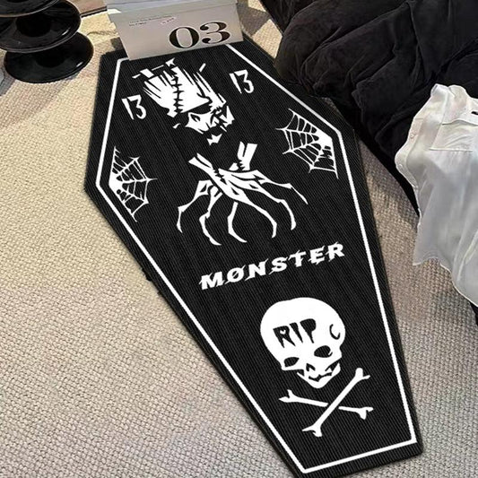 Halloween Coffin Rug Thickened Plush Mat for Bedroom Living Room