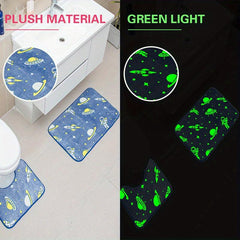3pcs Night Light Floor Mat Set Non-Slip Bathroom Carpet Absorbent Toilet Mat