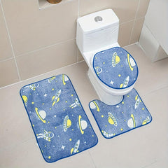 3pcs Night Light Floor Mat Set Non-Slip Bathroom Carpet Absorbent Toilet Mat
