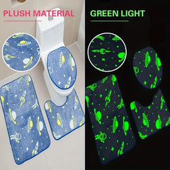 3pcs Night Light Floor Mat Set Non-Slip Bathroom Carpet Absorbent Toilet Mat