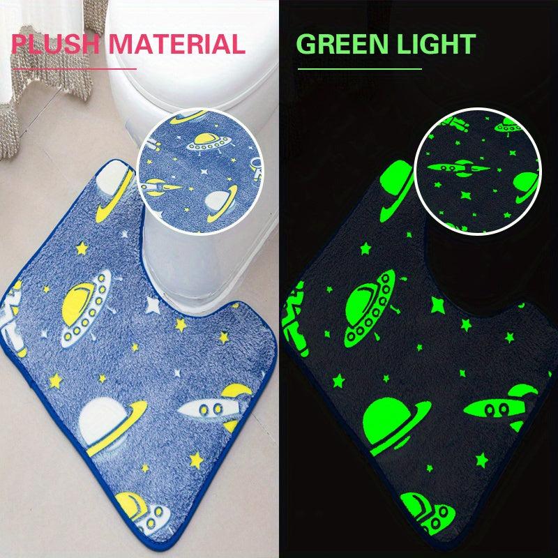3pcs Night Light Floor Mat Set Non-Slip Bathroom Carpet Absorbent Toilet Mat