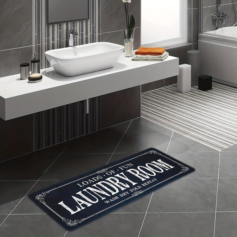 Farmhouse Laundry Room Rug Runner with Non Slip Rubber Backing