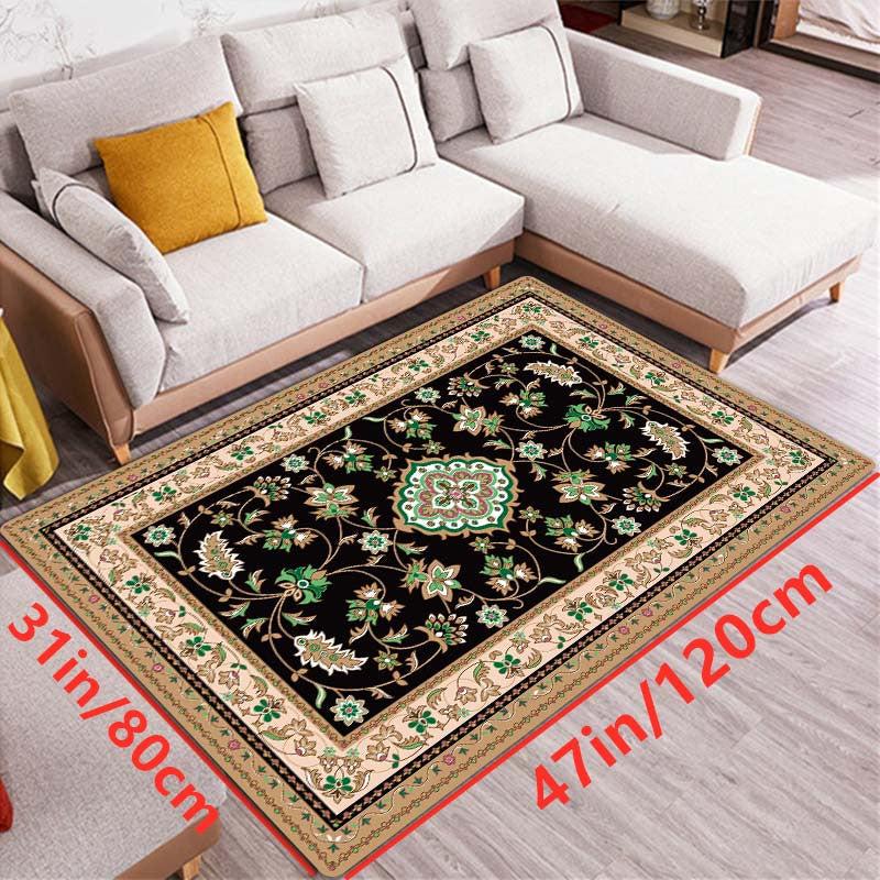 European Persian Rugs Symmetric Floral Green Pattern Soft Kids Room Throw