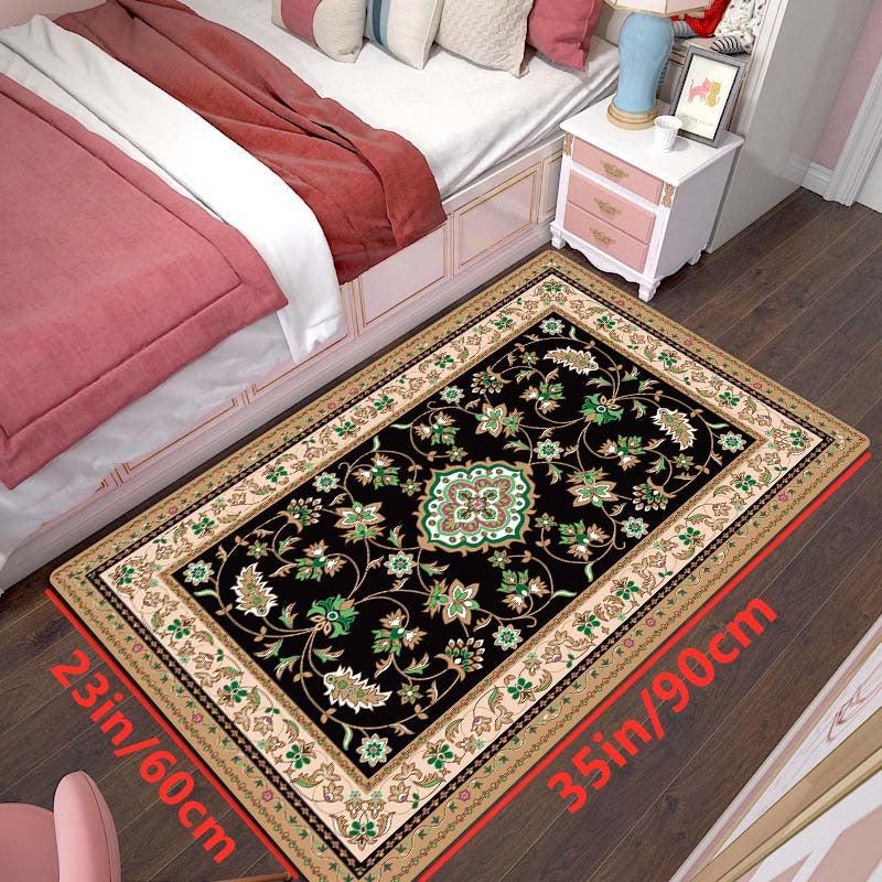 European Persian Rugs Symmetric Floral Green Pattern Soft Kids Room Throw