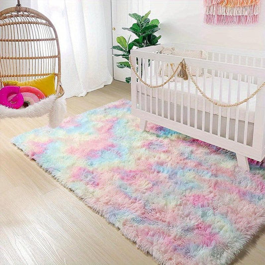Soft Rainbow Shag Rug for Girls Bedroom Kids Room