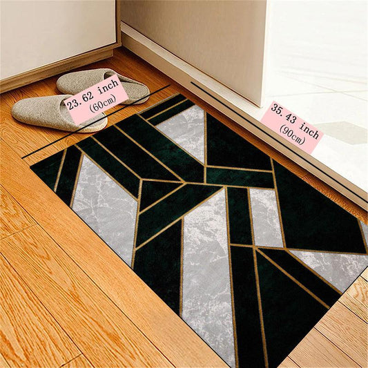 Grey Geometric Pattern Floor Mat Water Absorb Living Room Bedroom Carpet