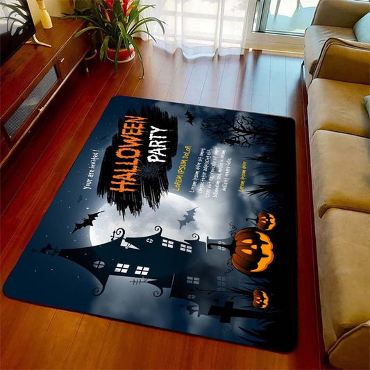 Halloween Area Rug for Living Room or Bedroom, Machine Washable Non-Slip Rug