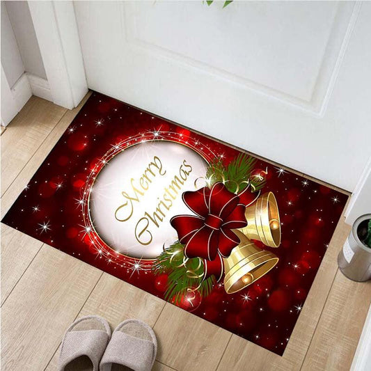 Merry Christmas Bell Rug Doormat Floor Mat Carpet Home Anti Slip Christmas Decor