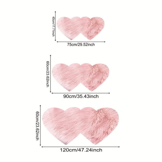 Pink Heart Wool Carpet Thickened Plush Sofa Decorative Floor Mat