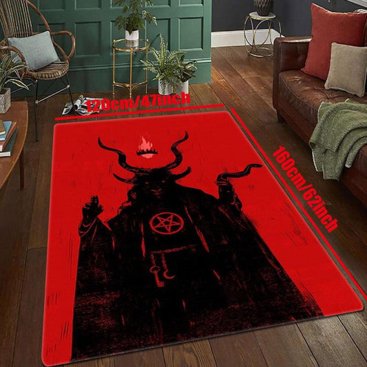 Halloween Horror Devil Print Kitchen Rug Gothic Floor Mat