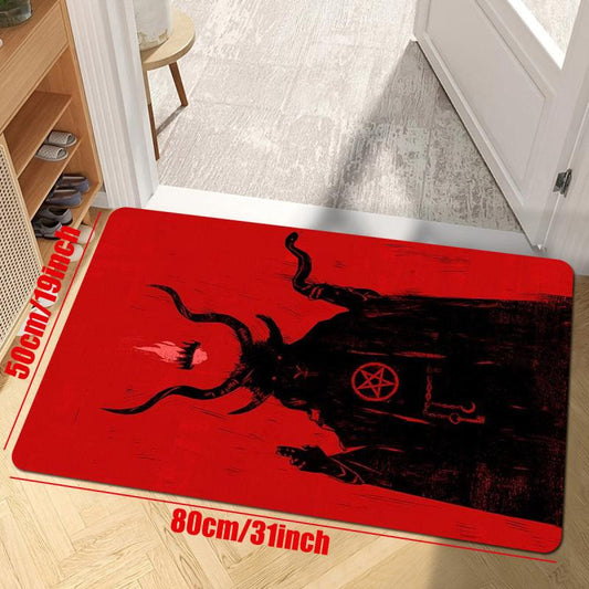 Halloween Horror Devil Print Kitchen Rug Gothic Floor Mat