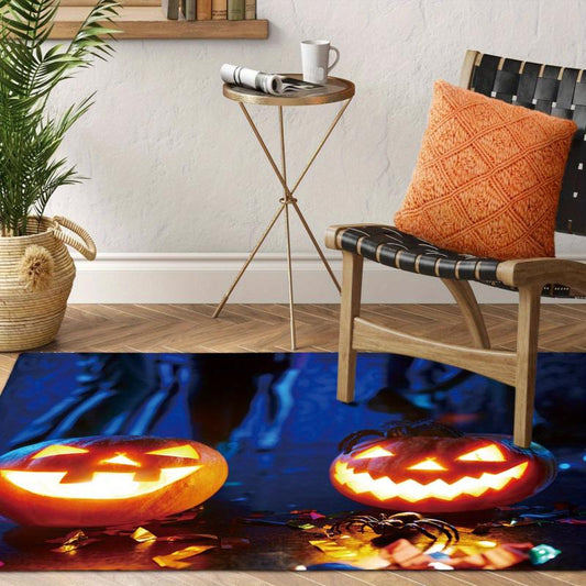 Halloween Area Rug Modern Crystal Velvet Rug Non-slip Soft Polyester Fiber Mat