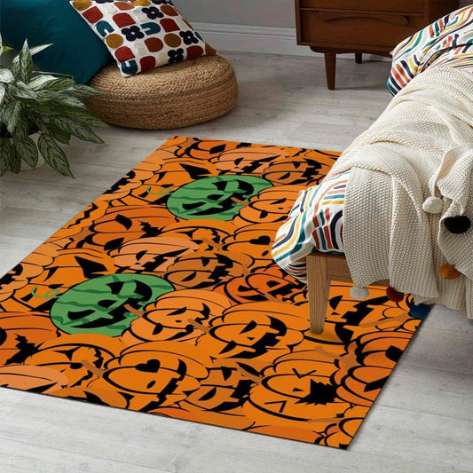 Halloween Pumpkin Area Rugs Soft Polyester Fiber Mat
