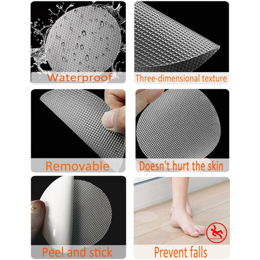 10pcs Waterproof Anti Slip Stickers for Bathroom - Transparent PEVA Tape