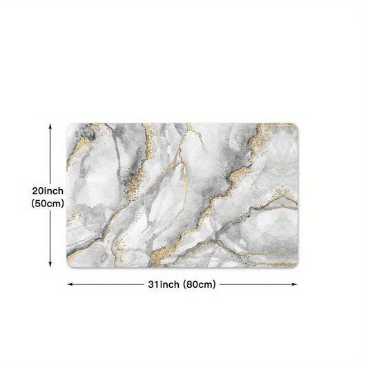 Grey Marble Kitchen Floor Mat Soft Carpet Absorbent Bath Mat