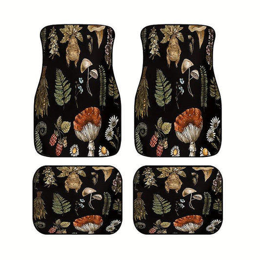 4pcs Hippie Mushroom Boho Car Mats, Perfect Gift for Daughter