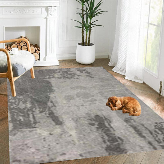 Modern Abstract Cashmere Area Rug 47x62 Anti Slip TPR Base Gray Pattern