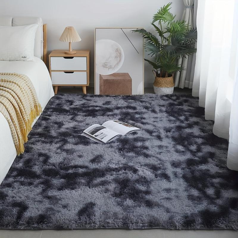 Modern Tie Dyed Shag Area Rug Plush Fluffy Indoor Carpet