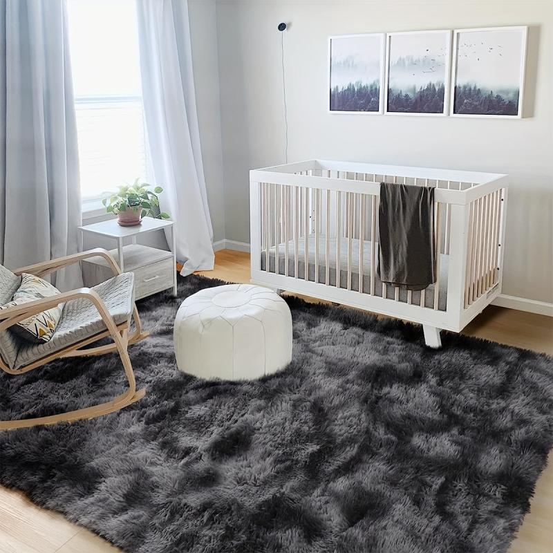 Modern Tie Dyed Shag Area Rug Plush Fluffy Indoor Carpet