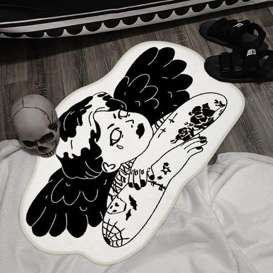 Thick Fluffy Gothic Carpet Evil Angel Rug Halloween Decor