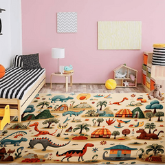 Non Slip Dinosaur Park Carpet for Kids Early Educational Floor Mat