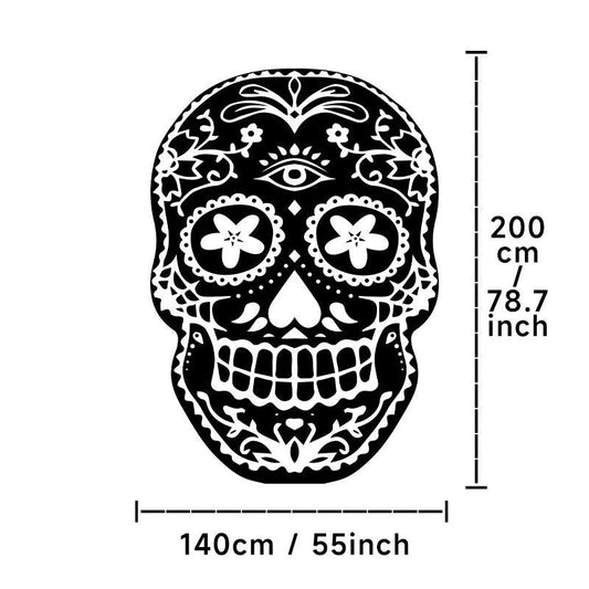 Fluffy Skull Carpet Living Room Halloween Skeleton Plush Rug
