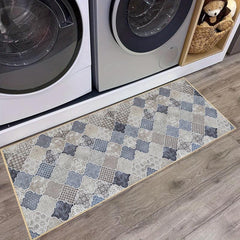 Non Slip Geometric Moroccan Kitchen Rugs Machine Washable Doormat