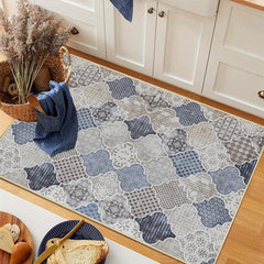 Non Slip Geometric Moroccan Kitchen Rugs Machine Washable Doormat