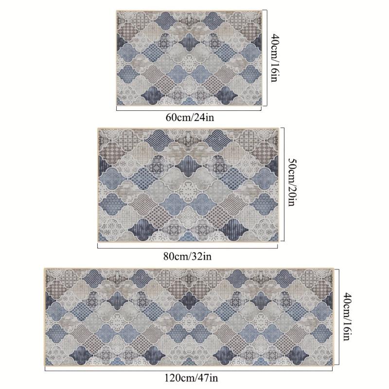Non Slip Geometric Moroccan Kitchen Rugs Machine Washable Doormat