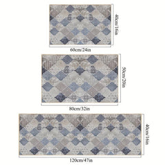 Non Slip Geometric Moroccan Kitchen Rugs Machine Washable Doormat