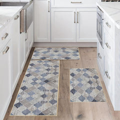 Non Slip Geometric Moroccan Kitchen Rugs Machine Washable Doormat