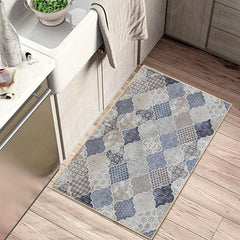 Non Slip Geometric Moroccan Kitchen Rugs Machine Washable Doormat