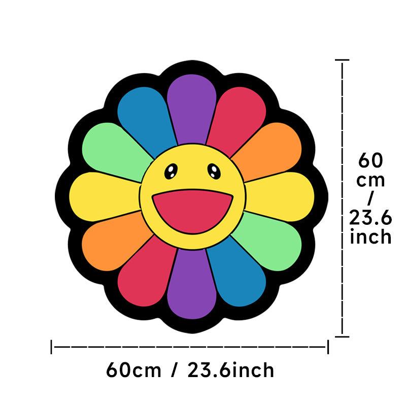 Daisy Flower Shaped Rainbow Nonslip Area Rug for Home Decor