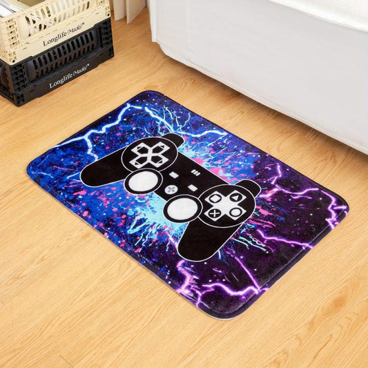 Gamer Video Games Area Rug - Purple Gamepad Pattern Carpet for Boys Bedroom