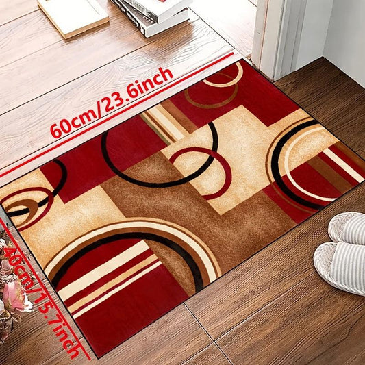 Red Geometric Shape Printed Non-Slip Resistant Rug