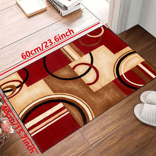 Red Geometric Shape Printed Non-Slip Resistant Rug