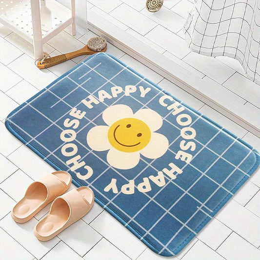 Smiley Face Foam Flower Floor Mat Soft and Durable Bathroom Bedroom Rug