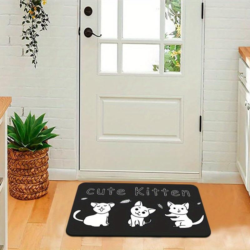 Soft Cat Print Kitchen Rug Anti Fatigue Non Slip