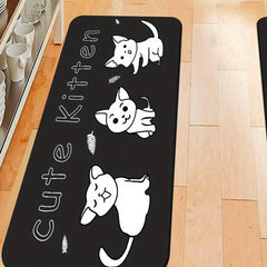 Soft Cat Print Kitchen Rug Anti Fatigue Non Slip