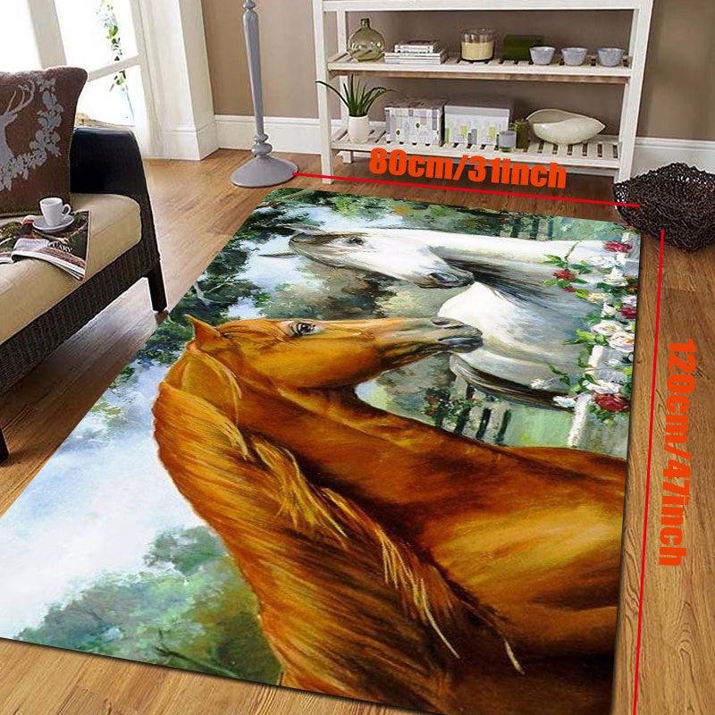Horse Print Floor Mat Non Slip Absorbent Rug for Home Decor