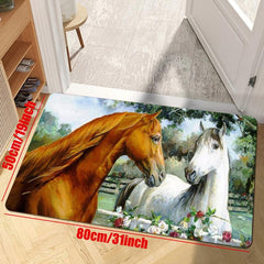 Horse Print Floor Mat Non Slip Absorbent Rug for Home Decor