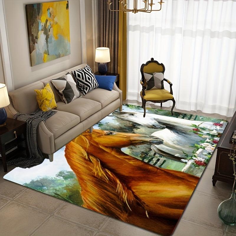 Horse Print Floor Mat Non Slip Absorbent Rug for Home Decor