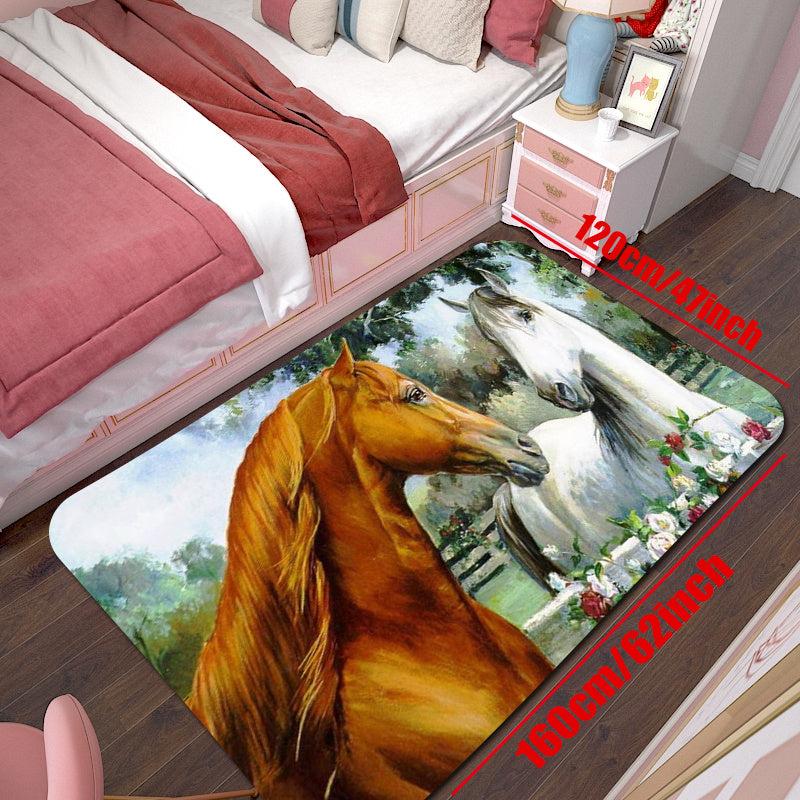 Horse Print Floor Mat Non Slip Absorbent Rug for Home Decor