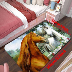 Horse Print Floor Mat Non Slip Absorbent Rug for Home Decor
