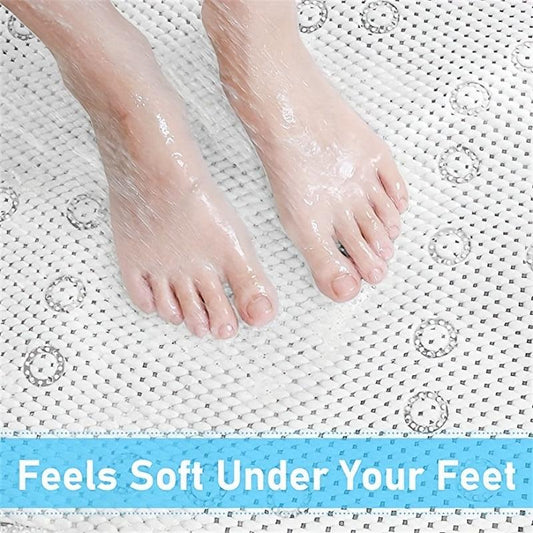 Shower Stall Mat with Drain Holes, Suction Cups, Machine Washable