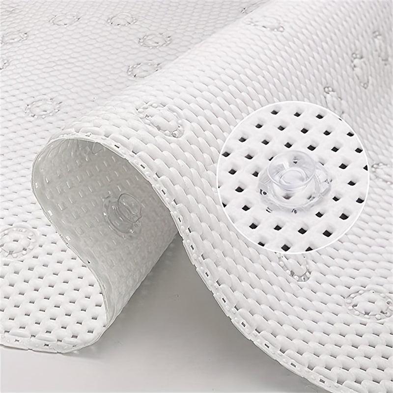 Shower Stall Mat with Drain Holes, Suction Cups, Machine Washable